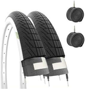 2 COPERTONI BIANCONERI + 2 CAMERE d'Aria per GRAZIELLA Bicicletta Bici City Bike 20 x 1.75 (47-406) Bianco Nero