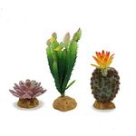 JIHAQUA Reptile Plants Succulent, Artificial Desert Rain Forests Plants for Lizard Bearded Dragon Chameleon Gecko Snake Amphibian Terrarium Decor (Set 3)