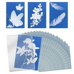 32pcs Cyanotype Printing Paper, Sun Art Drawing Paper High Sensitive Sun Print Paper Kit Solar Paper Sunprint Sun Printer Paper with Plastic Tool for Kids Adults DIY Crafts