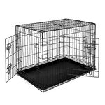 dibea Sturdy 2-door dog crate, folding metal cage, travel box for pets and puppy (XL)