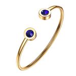 September Birthstone Sapphire Cuff Bracelet 18K Gold Plated Blue Crystal Bangle Bridesmaid Women Jewelry