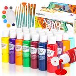 Halobios Acrylic Paint Set 28 Colors(2 fl oz/60 ml), Premium Acrylic Paints for Kids & Adults, with Fluorescent Colors & Metallic Colors for Painting, Drawing & Art Supplies, DIY Arts and Crafts