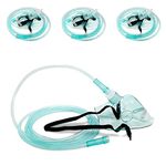 3 Packs - Oblong Standard Oxygen Mask for Adults with 6.6 Inch Tube and Adjustable Elastic Band | O2 Breathing Mask