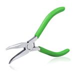 SPEEDWOX Mini Bent Nose Pliers for Jewelry Making 4-1/2 Inches 45 Degree Curved Serrated Jaws Small Thin Needle Nose Micro Chain Nose Pliers Precision Fine Pliers Professional Beading Tool Hobby Craft