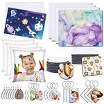 82 PCS Sublimation Blanks Products Set, Modacraft Christmas Craft Sublimation Starter Kit with 20 Car Coasters, 12 Keychains, 8 Earrings, 4 Mouse Pads, 3 Pillow Covers, 3 Puzzles