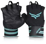XTRIM xMacho Gym Gloves with Wrist Support Strap for Men & Women Workout, Half-Finger Gloves for Weightlifting, Wrist Band for Dumbbell, Exercise & Gym Workout (XL, Fits 8.5-9.5 inches, Blue-Black)