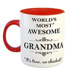 FurnishFantasy World's Most Awesome Grandma Ceramic Coffee Mug - Best Birthday Gift for Grandma/Grand Mother - Color - Red (0929)