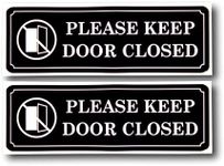 eSplanade Please Keep Door Closed Sign Sticker Decal - Easy to Mount Weather Resistant Long Lasting Ink Size (9" x 3")