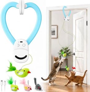 Interactive Cat Toys for Indoor Cats: Automatic Flying Bird Feather Wand Chase Exercise Enrichment Stimulation, USB Rechargeable Durable Safe Hanging Toy for Bored Kittens Adult Multi Cat Households