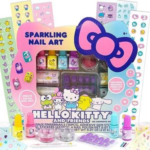 Hello Kitty and Friends Sparkling Nail Art Kit, DIY Hello Kitty Nails, Kids Nail Polish Set for Girls, Kids Makeup Set & Toy for Girls Age 6+, Hello Kitty and Friends Nail Stickers