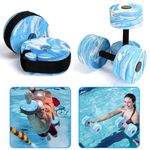 Water Aerobics Set for Aquatic Exercise, New Upgrade Aquatic Exercise Dumbbells and Foam Swim Aquatic Cuffs with Detachable Vecro, Aquatic Fitness Equipment for Water Workouts, Camouflage Blue