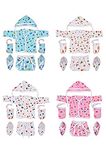 Toddylon New Born Baby Clothes Jhabla Set | Front Open T-Shirt | Nappies | Cap, Mitten & Booties | Cotton | Casual | Regular Fit | Sleepwear (Multicolor, 0-6 Months)
