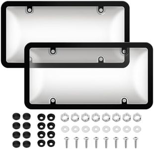 License Plate Frame Cover, Clear License Plate Protector 2 Pack, ABS Car Rear Front Plate Frames with Screws Caps, Rustproof, Unbreakable, Easy Install for Cars, Trucks, SUVs, Clear Gray
