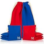 Professional Cornhole Bags - Set of 8 Regulation All Weather Two Sided Improved Bean Bags for Pro Corn Hole Game - 4 Red & 4 Blue