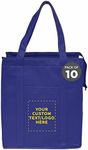 DISCOUNT PROMOS Custom Non-Woven Insulated Tote Bags Set of 10, Personalized Bulk Pack - Reusable, Great for Picnic, Camping, Beach, Outdoor Activities - Reflex Blue