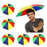 5 Pack Umbrella Hat with Elastic Band, Fishing Umbrella Hat for Adults Kids Women Men, Umbrella Hat for Outdoor Activities