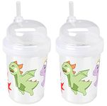 nuSpin Kids 8 oz Zoomi Straw Sippy Cup, Dragon Fantasy Style, 2 pack