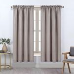 Home Queen Linen Window Curtains for Bedroom, Water Repellent Window Drapes, 84 Inch Long Living Room Curtain, 2 Panels, Mocha