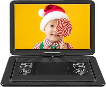 HOPYOP 19.6" Portable DVD Player with 17.1" Extra Large HD Swivel Screen, 5000mAh Battery, 5-6 Hours Playback, Supports USB/SD Card/Sync TV, Region Free, High Volume Speakers, Black