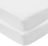 American Baby Company Pack of 2 Heavenly Soft Chenille Fitted Crib Sheet for Standard Crib and Toddler Mattresses, White, 28" x 52", for Boys and Girls