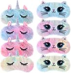 8 Pcs Cute Eye Mask for Sleeping Sleep Mask for Kids Soft Lightweight Plush Blindfold Funny Animal Sleeping Mask Cat Unicorn Eye Cover Eye Shade for Kids Girls Women Home Traveling Nap Night