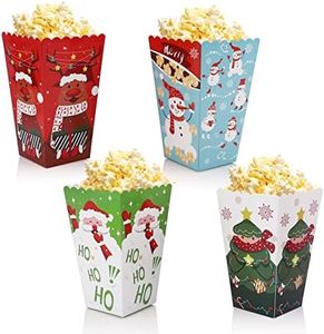 Cajas para palomitas de maíz, 24 unidades, pequeñas cajas de regalo de palomitas de maíz, cartón para fiestas de Navidad, noches de película, cumpleaños, carnavales para dulces bocadillos, galletas