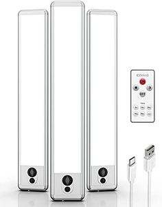 EZVALO Luce Armadio, 36 LEDs Luce Sensore Movimento con Telecomando, 5700K Luce LED Sottopensile con Dimmerazione Remota e Timer, Ricaricabile per Scale, Camere, Corridoi, Armadi, Cucine (3 pezzi)