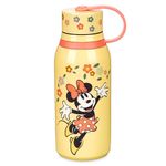 Disney Store Official Minnie Mouse Water Bottle in Stainless Steel, 325ml, Printed Drink Flask with Twist Top Lid and Flexible Carry Loop