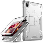 Poetic Revolution Case Designed for iPad Pro 11 2021 (3rd Gen) & 2020 (2nd Gen) & 2018 (1st Gen), Full Body Rugged Shockproof Protective Case Cover with Kickstand and Built-in-Screen Protector, White/Gray