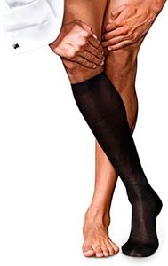 FALKE Men's No. 4 Knee-High Socks, Silky Soft, Breathable, Quick Drying, Pure Luxurious Silk, Designer Stockings, Black (Black 3000), 6.5-7.5, 1 Pair