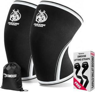 DMoose Knee Sleeves for Men & Women, Perfect for Weightlifting, Powerlifting & Squats, IPL Approved 7mm Thick Best for Lifting & Gym Workouts, Provides Compression for Squatting (Black Legacy - Large)