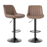 Youhauchair Bar Stools Set of 2, Swivel Counter Height Barstools with Back, Adjustable PU Leather Bar Stool, Modern Kitchen Breakfast Bar Stools, Brown