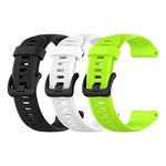 EEweca 3-Pack Silicone Bands for Garmin Forerunner 945 Smartwatch Replacement Strap (Black, White, Green)