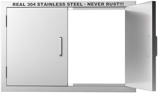 Outdoor Kitchen Door 35" W x 24" H-304 Stainless Steel Never Rust Cabinet Door-Double Layer-BBQ Access Doors-Weatherproof GrillDoor-Flush Mount BBQ Island Doors-MetalDoor for Outdoor Indoor Kitchen