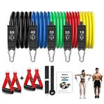Hykes Resistance Band Set for Exercise Unbreakable Natural Latex Toning Tube Exercise Band Resistance Tubes Set for Home Gym Stretching Band for Men & Women Workout with Handle for Legs