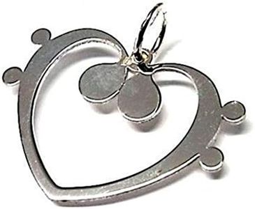 Minoplata Colgante Claves de FA corazón de Plata de Ley un diseño Hacer Amiga Que Adora la música