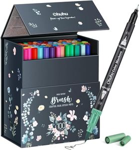 100 Colors Brush Markers Waterbased, Ohuhu Dual Tips Brush Fineliner Art Marker Pens, Water Based Markers for Calligraphy Sketching Coloring Book Bullet Journal Art Gift Pens