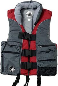 Body Glove Angler Fit Unisex Adult Life Jacket Nylon Fishing Life Jacket - Coast Guard Approved, High Mobility PFD, Lightweight Buoyancy Foam, Universal and Oversize (Medium, CHR/RED)