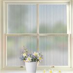 HOME13 Window Privacy Film 3D Decorative Fluted Window Glass Film Privacy Window Film for Bathroom, Reusable Static Cling Vinyl Frosted Film (Fluted Glass Film, 12x62-Inches)