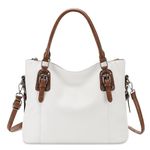 Hobo Bag for Women,VONXURY Fashion Ladies Purse Handbag Faux Leather Shoulder Bag with Adjustable Long Strap（White and Brown）