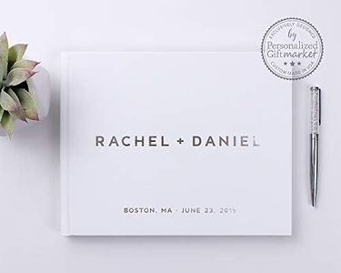 Modern Personalized Wedding Guest Book, Photo Guestbook for Polaroid Sign in Book - Hardcover (10x8 inches)