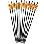 Kikzok 12 Pack Crossbow Bolts Carbon Arrows,16/18/20/22 Inch Hunting Archery Bio Crossbow Arrows with Moon Nocks, Removable Arrowhead (20 Inch)