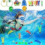 Faburo 20PCS Swimming Pool Toys, Diving Toys Set Including Diving Rings, Seaweed, Diamonds, Dolphins, Underwater Swimming Pool Toys for Kids Suitable for Games and Training Gifts.