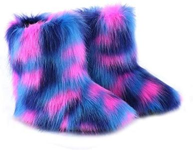 LVCOMEFF Kid Girl Boy Toddler Faux Fur Snow Boot with Fur Lining Winter Warm Outwear Furry Fluffy (multicolor 17, numeric_2)