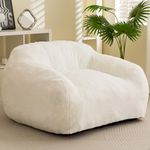 HIGOGOGO Giant Bean Bag Chair for Adults, Big Comfy Sofa Chair for Bedroom Living Room, Bean Bag Lazy Chair for Adults with Armrests for Gaming, Reading, Beige