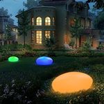 Blibly Solar Garden Lights Outdoor Glow Cobblestone Shape Lamp Garden Decor Light-White & RGB Lights Waterproof Landscape Night Lights for Lawn/Patio/Path 1pc