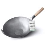 Flat Bottom Carbon Steel Wok Pan - Authentic Hand Hammered Woks and Stir Fry Pans - 14" Pow Wok by Mammafong