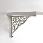 Deco Window Home 2 Piece Shelf Brackets Baroque 15 Cm X 19 Cm Old White Shelf Brackets Wall Mounted Supports - Heavy Duty & Sturdy 90°