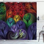 Fractal Shower Curtain by Ambesonne, Computer Generated Surreal Colorful Forms Modern Bohemian Fusion Creative Art Design, Fabric Bathroom Decor Set with Hooks, 75 Inches Long, Multi