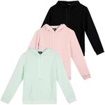 3 Pack: Women's Long Sleeve Womens Hoodie Women Hoodies Pullover Casual Sweatshirt Trendy Sweater Fleece Lounge Active Running Athletic Exercise Gym Workout Sweatshirts Top Ladies Pockets - Set 4, L